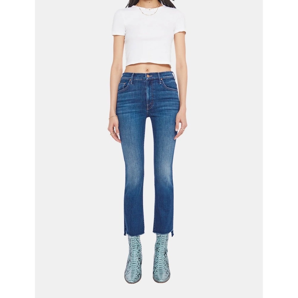 Mother The Insider Crop Step Fray Women 28 Blue EUC High Rise Jeans Girl Crush